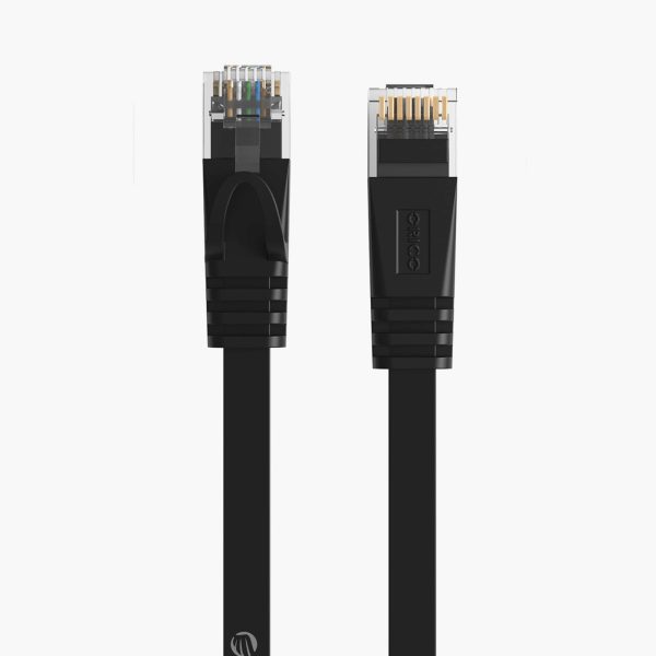 Plakanais Ethernet CAT7 10Gbps RJ45 LAN tīkla kabelis 8m - melns