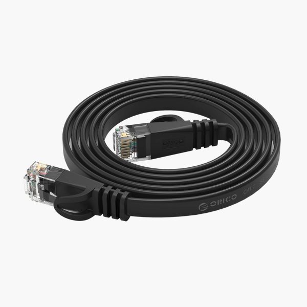Plakanais Ethernet CAT7 10Gbps RJ45 LAN tīkla kabelis 8m - melns