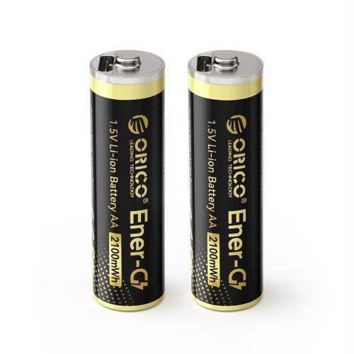 1035046-1-bateria-litowa-akumulator-aa-1-5-v-2100mwh-usb-c-orico-hurtownia-dropshipping.jpg Uzlādējamas litija baterijas AA 1,5 V 2100mWh USB-C ar uzlādes kabeli - 2 gab.