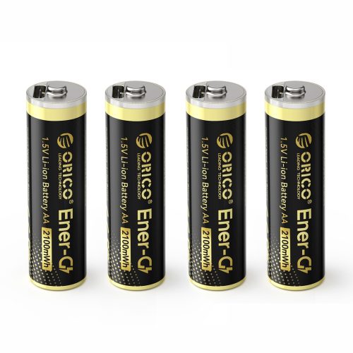 1035047-1-bateria-litowa-akumulator-aa-1-5-v-2100mwh-usb-c-orico-hurtownia-dropshipping.jpg Uzlādējamas litija baterijas AA 1,5 V 2100mWh USB-C ar uzlādes kabeli - 4 gab.