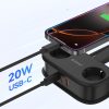 5-in-1 AC USB-A USB-C GaN 20W strāvas pagarinātājs - melns