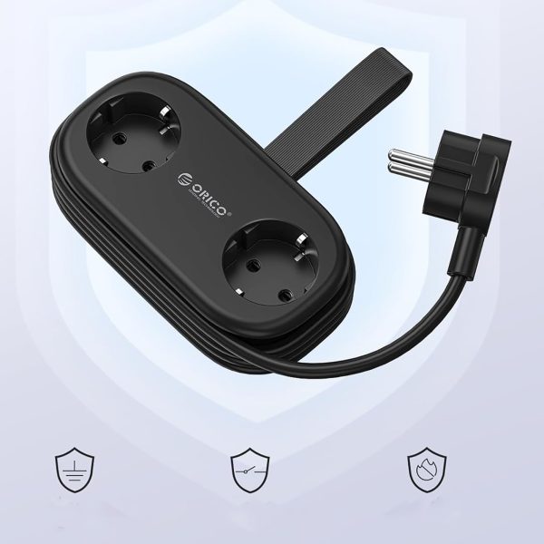 5-in-1 AC USB-A USB-C GaN 20W strāvas pagarinātājs - melns