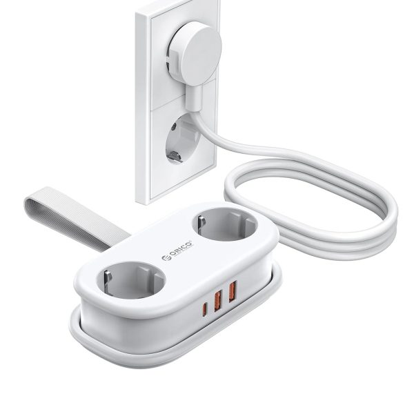 5-in-1 AC USB-A USB-C GaN 20W strāvas pagarinātājs - balts
