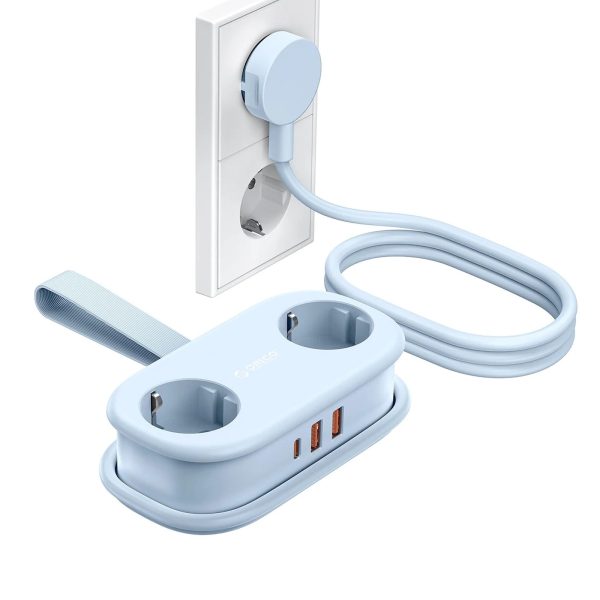 5-in-1 AC USB-A USB-C GaN 20W strāvas pagarinātājs - zils