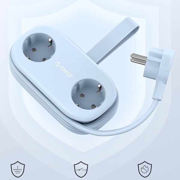 5-in-1 AC USB-A USB-C GaN 20W strāvas pagarinātājs - zils