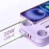 5-in-1 AC USB-A USB-C GaN 20W strāvas pagarinātājs - violets