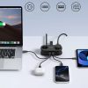 6-in-1 AC USB-A USB-C GaN 65W strāvas pagarinātājs - melns