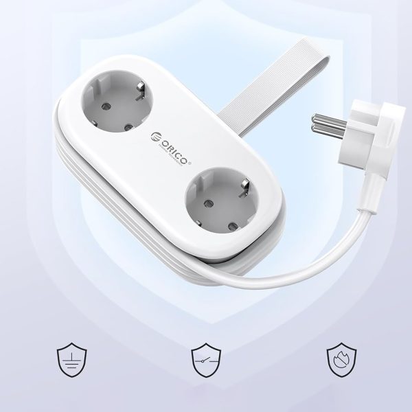 6-in-1 AC USB-A USB-C GaN 65W strāvas pagarinātājs - balts