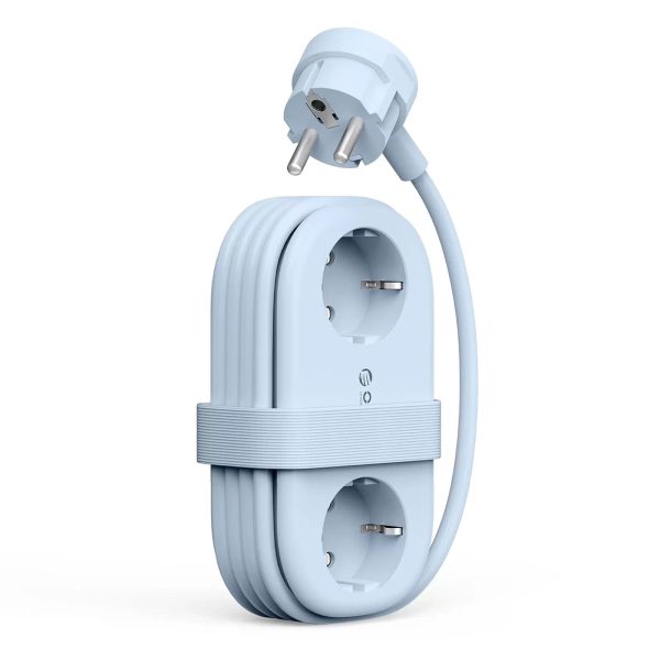 6-in-1 AC USB-A USB-C GaN 65W strāvas pagarinātājs - zils