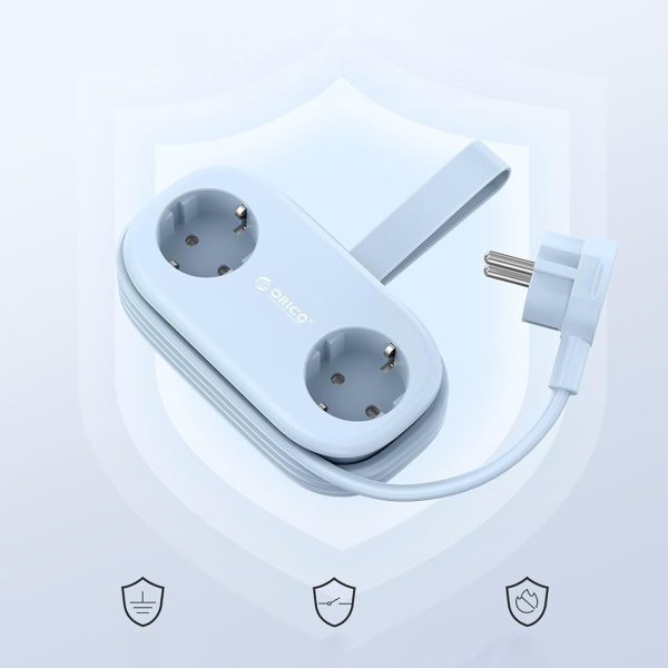 6-in-1 AC USB-A USB-C GaN 65W strāvas pagarinātājs - zils