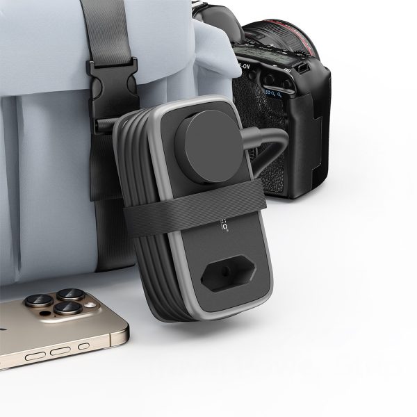 5-in-1 AC USB-A USB-C 15.5W strāvas pagarinātājs - melns