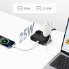 6-in-1 AC USB-A USB-C 25W strāvas pagarinātājs - melns