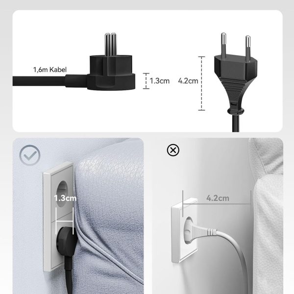 6-in-1 AC USB-A USB-C 25W strāvas pagarinātājs - melns