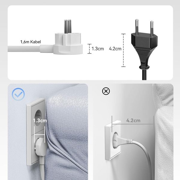 6-in-1 AC USB-A USB-C 25W strāvas pagarinātājs - balts