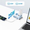 6-in-1 AC USB-A USB-C 25W strāvas pagarinātājs - zils