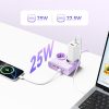 6-in-1 AC USB-A USB-C 25W strāvas pagarinātājs - violets