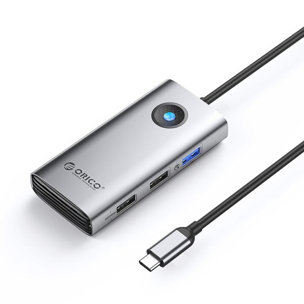 USB-C centrmezgla dokstacija - USB-A USB-C PD HDMI - pelēka