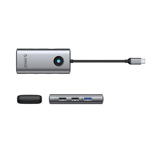 USB-C centrmezgla dokstacija - USB-A USB-C PD HDMI - pelēka