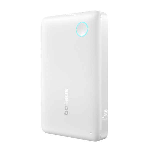 Powerbank 10000mAh 15W EnerFill FP11 ar USB-C kabeli 30cm - balts