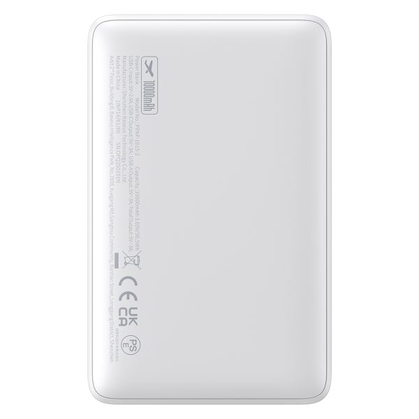 Powerbank 10000mAh 15W EnerFill FP11 ar USB-C kabeli 30cm - balts