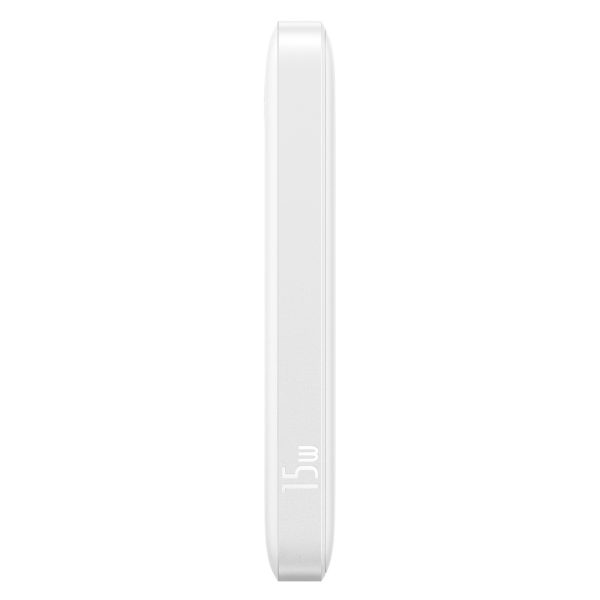 Powerbank 10000mAh 15W EnerFill FP11 ar USB-C kabeli 30cm - balts