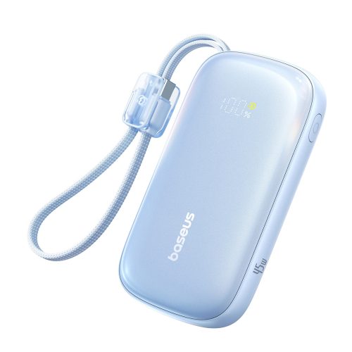 1035082-1-powerbank-10000mah-45w-z-kablem-usb-c-iphone-baseus-hurtownia-dropshipping.jpg Powerbank 10000mAh 45W ar USB-C iPhone Lightning kabeli - zils