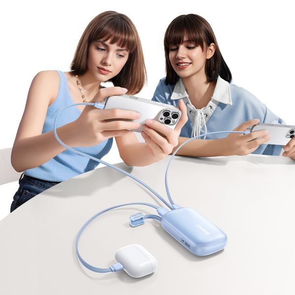 Powerbank 10000mAh 45W ar USB-C iPhone Lightning kabeli - zils
