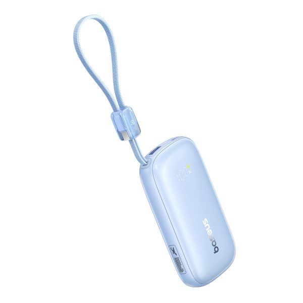 Powerbank 10000mAh 45W ar USB-C iPhone Lightning kabeli - zils