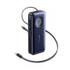 Powerbank 20000mAh 100W ar ievelkamiem USB-C kabeļiem - melns