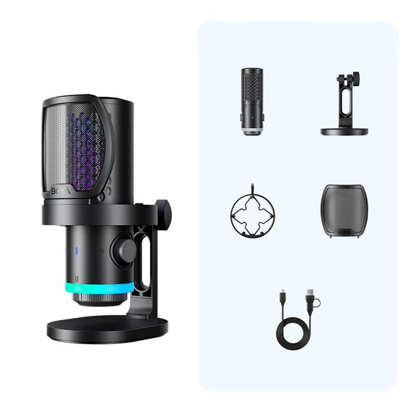 Vadu USB-C RGB ENC spēļu mikrofons - melns