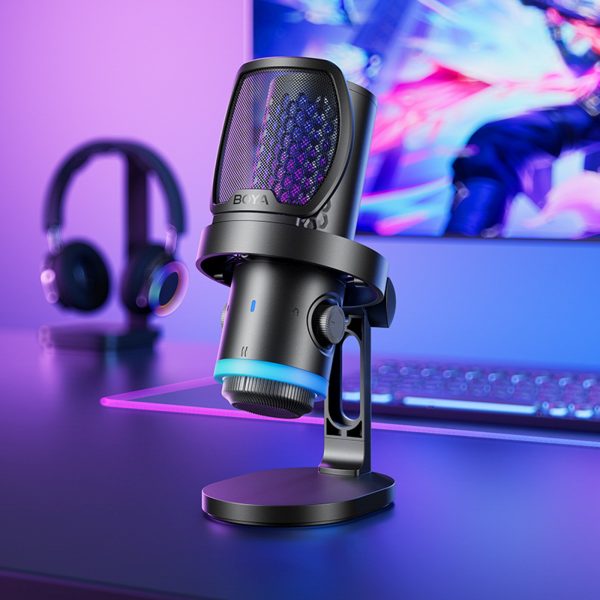 Vadu USB-C RGB ENC spēļu mikrofons - melns