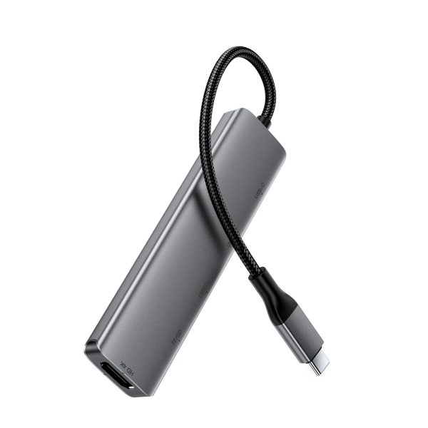 Centrmezgla dokstacija 6-in-1 USB-C - UAB-A USB-C HDMI SD 4K 60Hz PD 90W - pelēka