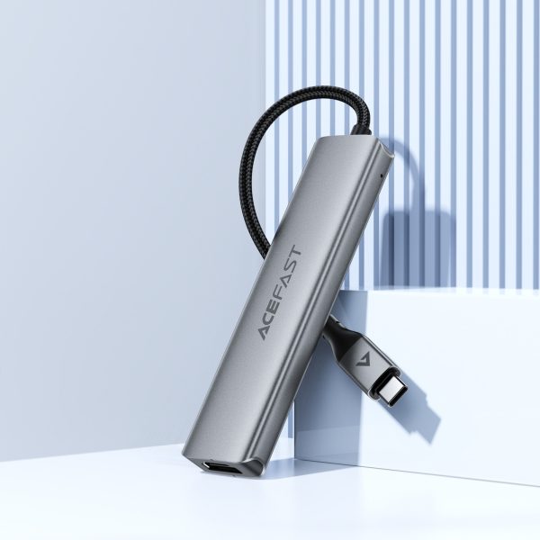 Dokstacija centrmezglam 5-in-1 USB-C - USB-A USB-C HDMI 4K 60Hz PD 90W - pelēka