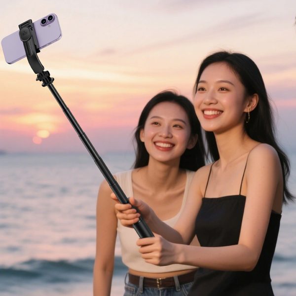Selfiju nūja ar automātisku statīvu un Bluetooth tālvadības pulti 1,05 m - melna