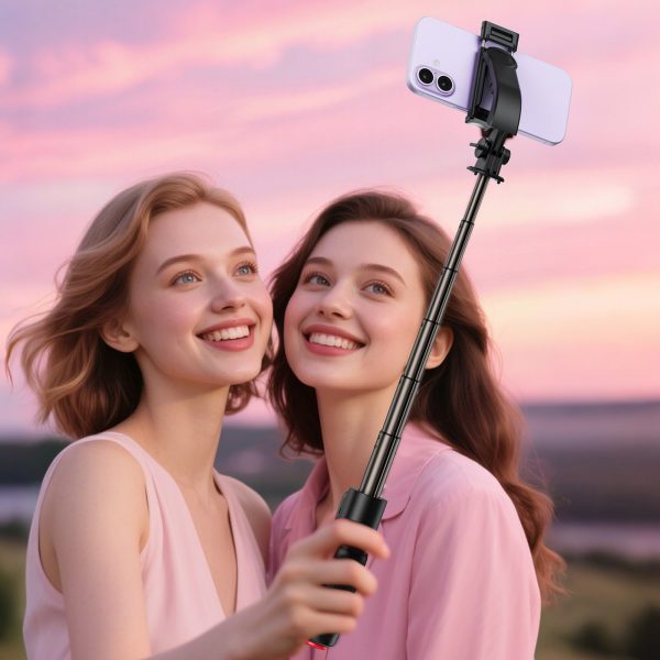 Selfiju nūja ar automātisku statīvu un Bluetooth tālvadības pulti 63 cm - melna