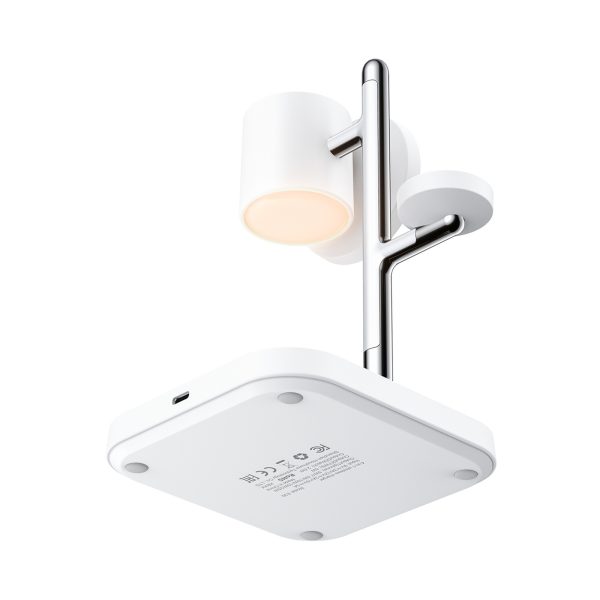 4-in-1 bezvadu lādētājs tālrunim, pulkstenim, austiņām ar naktsgaismu 25W - balts