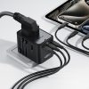 Ceļojuma adapteris, sienas lādētājs, USB-C, USB-A, maiņstrāva, ES, ASV, Apvienotā Karaliste, Austrālija - melns