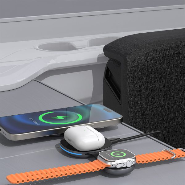 3-in-1 bezvadu lādētājs viedtālrunim, viedpulkstenim un austiņām MagSafe - melns