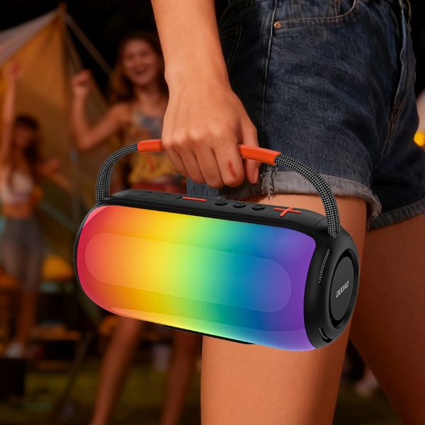 Bezvadu RGB Bluetooth apgaismots skaļrunis ar turētāju - melns