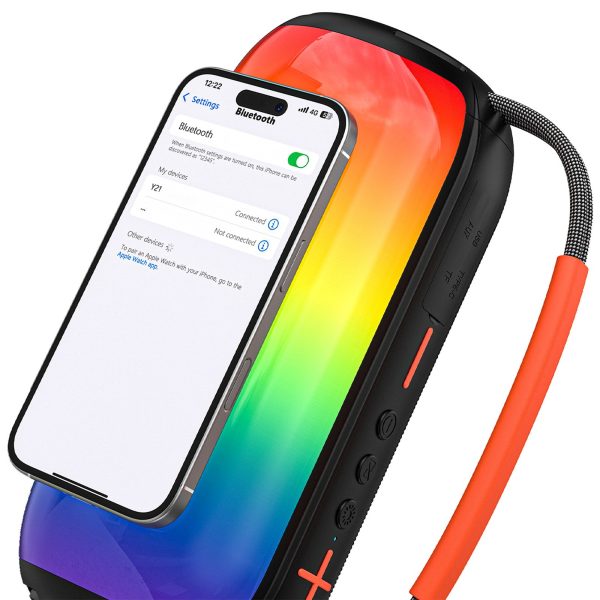 Bezvadu RGB Bluetooth apgaismots skaļrunis ar turētāju - melns
