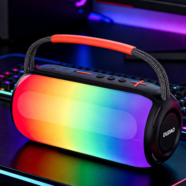 Bezvadu RGB Bluetooth apgaismots skaļrunis ar turētāju - melns