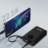 20000mAh USB-C USB-A Power Bank ar iebūvētiem iPhone Lightning USB-C kabeļiem - melns