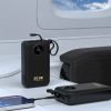 20000mAh USB-C USB-A Power Bank ar iebūvētiem iPhone Lightning USB-C kabeļiem - melns