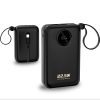 20000mAh USB-C USB-A Power Bank ar iebūvētiem iPhone Lightning USB-C kabeļiem - melns