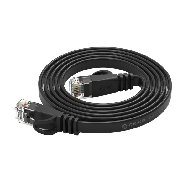 Ethernet CAT6 1000Mbps RJ45 interneta LAN plakanais tīkla kabelis 0,5 m - melns