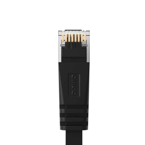 Ethernet CAT6 1000Mbps RJ45 interneta LAN plakanais tīkla kabelis 2m - melns