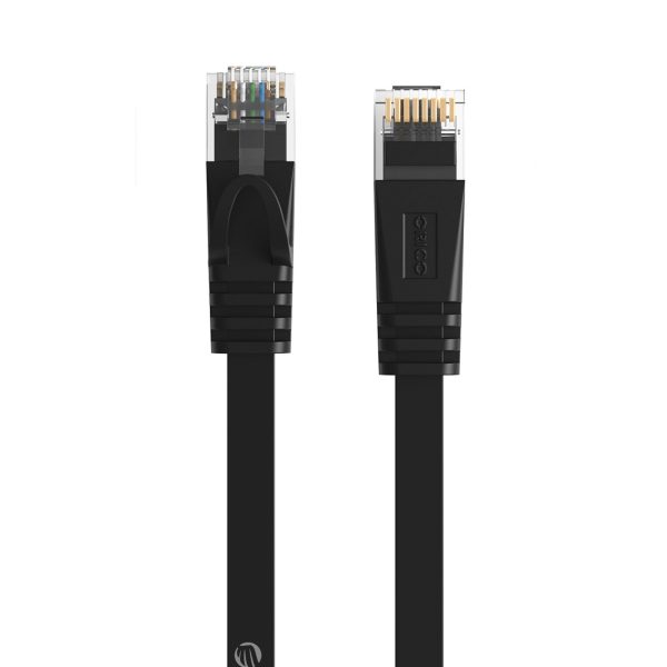 Ethernet CAT6 1000Mbps RJ45 interneta LAN plakanais tīkla kabelis 5m - melns