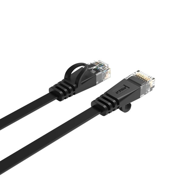 Ethernet CAT6 1000Mbps RJ45 interneta LAN plakanais tīkla kabelis 15m - melns