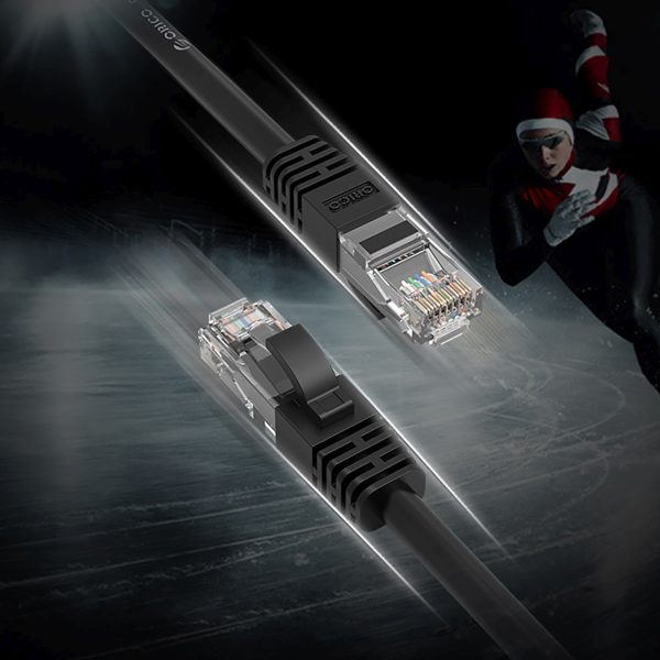 Ethernet CAT6 1000Mbps RJ45 interneta LAN apaļais tīkla kabelis 10m - melns