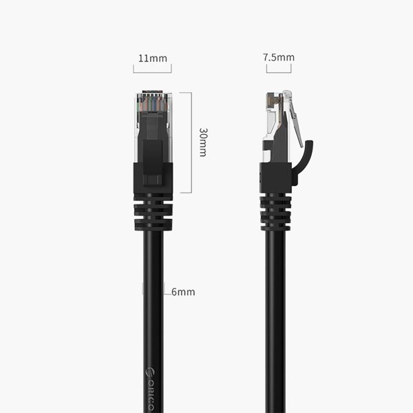Ethernet CAT6 1000Mbps RJ45 interneta LAN apaļais tīkla kabelis 15m - melns